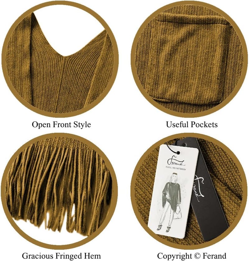 Ferand Shawl Wraps for Women, Cozy Lightweight Poncho Cape with Pockets, Warm for Fall Winter Travel - Image 4